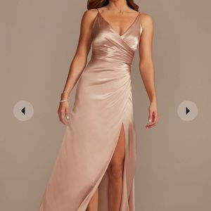 charmeuse draped strappy bridesmaid dress